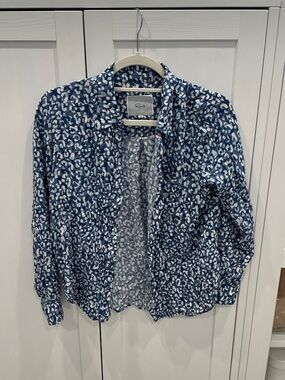 Rails button-down in blue mixed cheetah